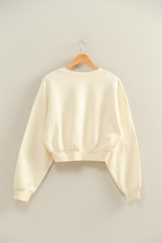 Amanda Cropped Sweatshirt - Cream