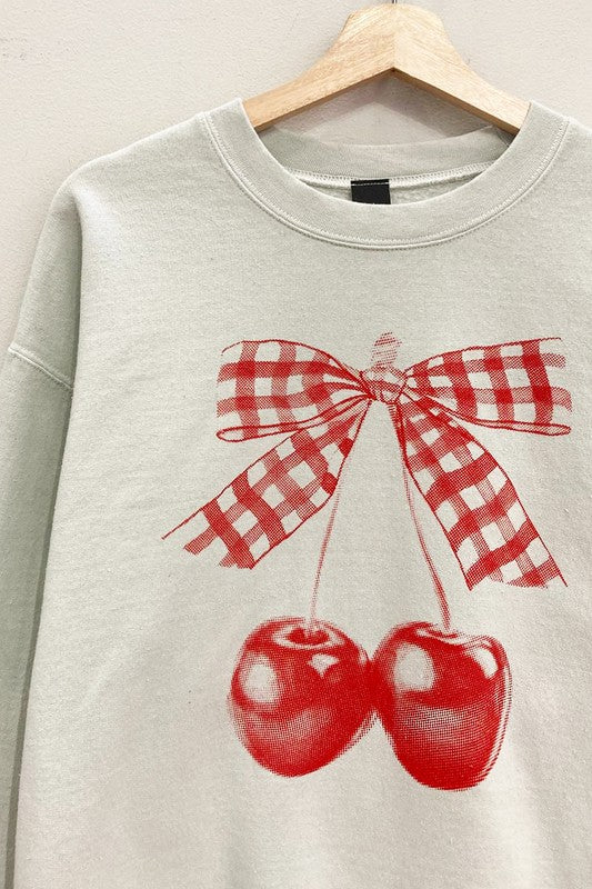 Gingham Bow Cherry Sweatshirt