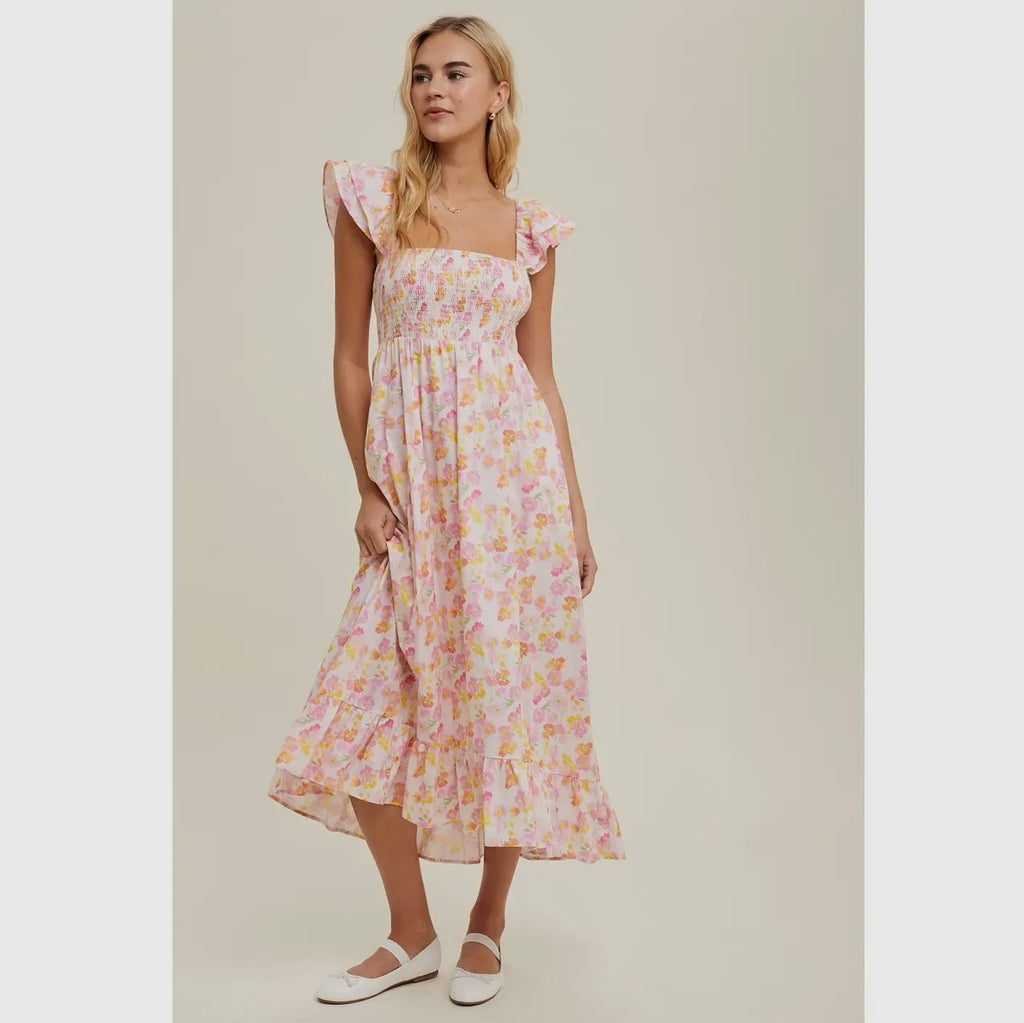 Floral Ruffled Midi Dress
