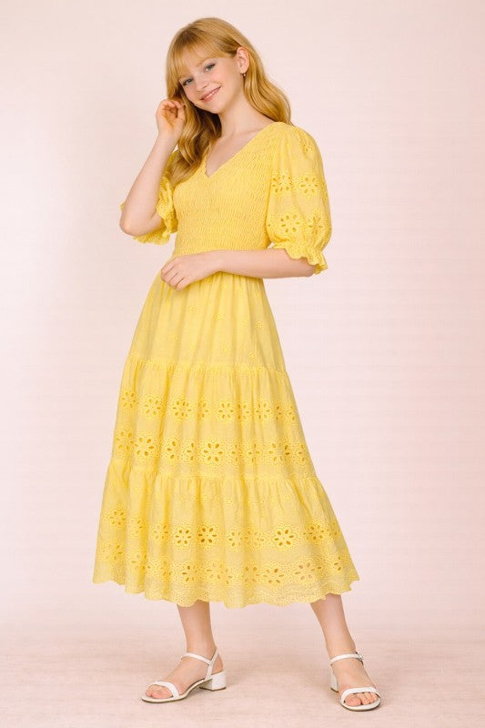 Sunny Eyelet Midi Dress