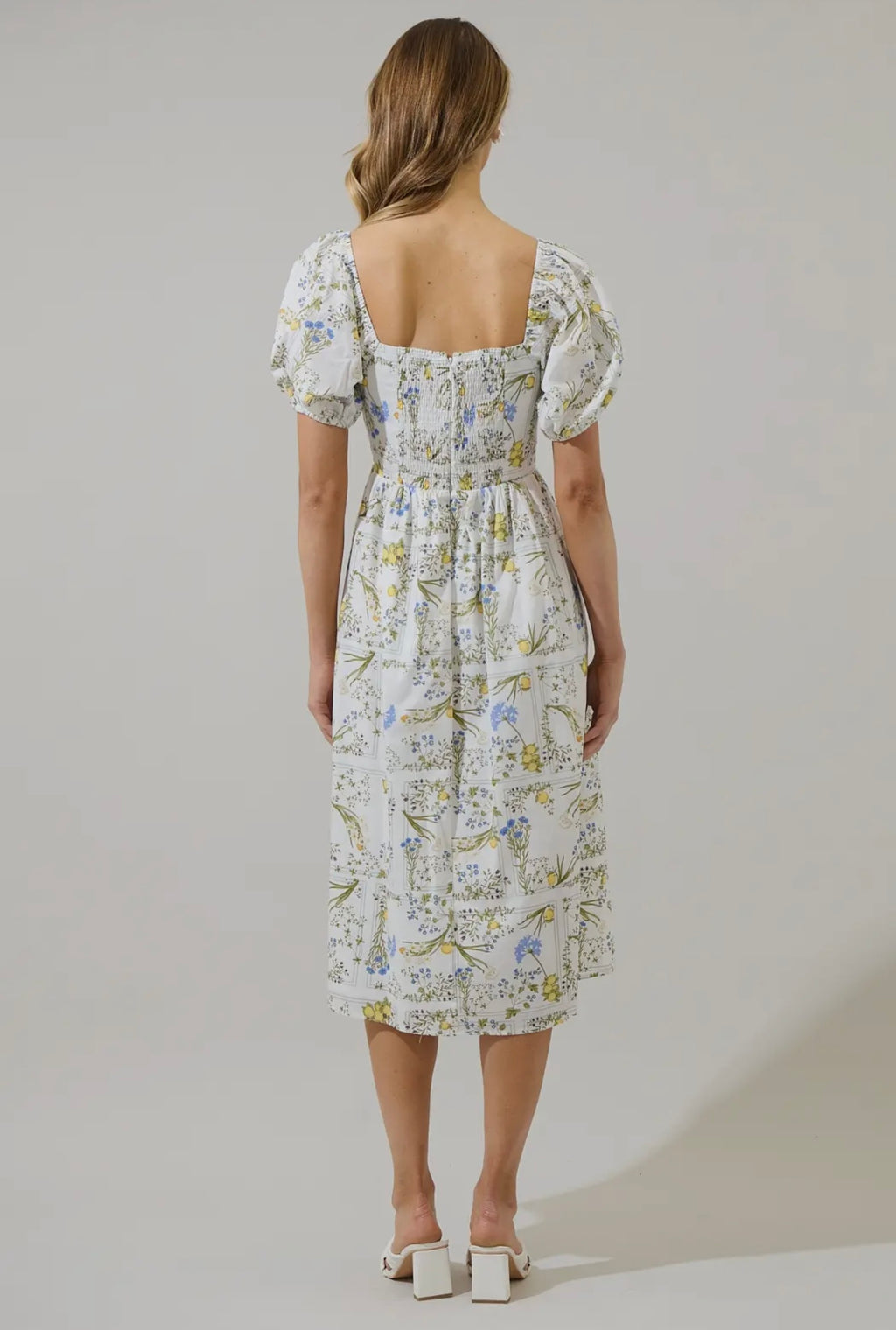 Cecily Floral Puff Sleeve Midi Dress