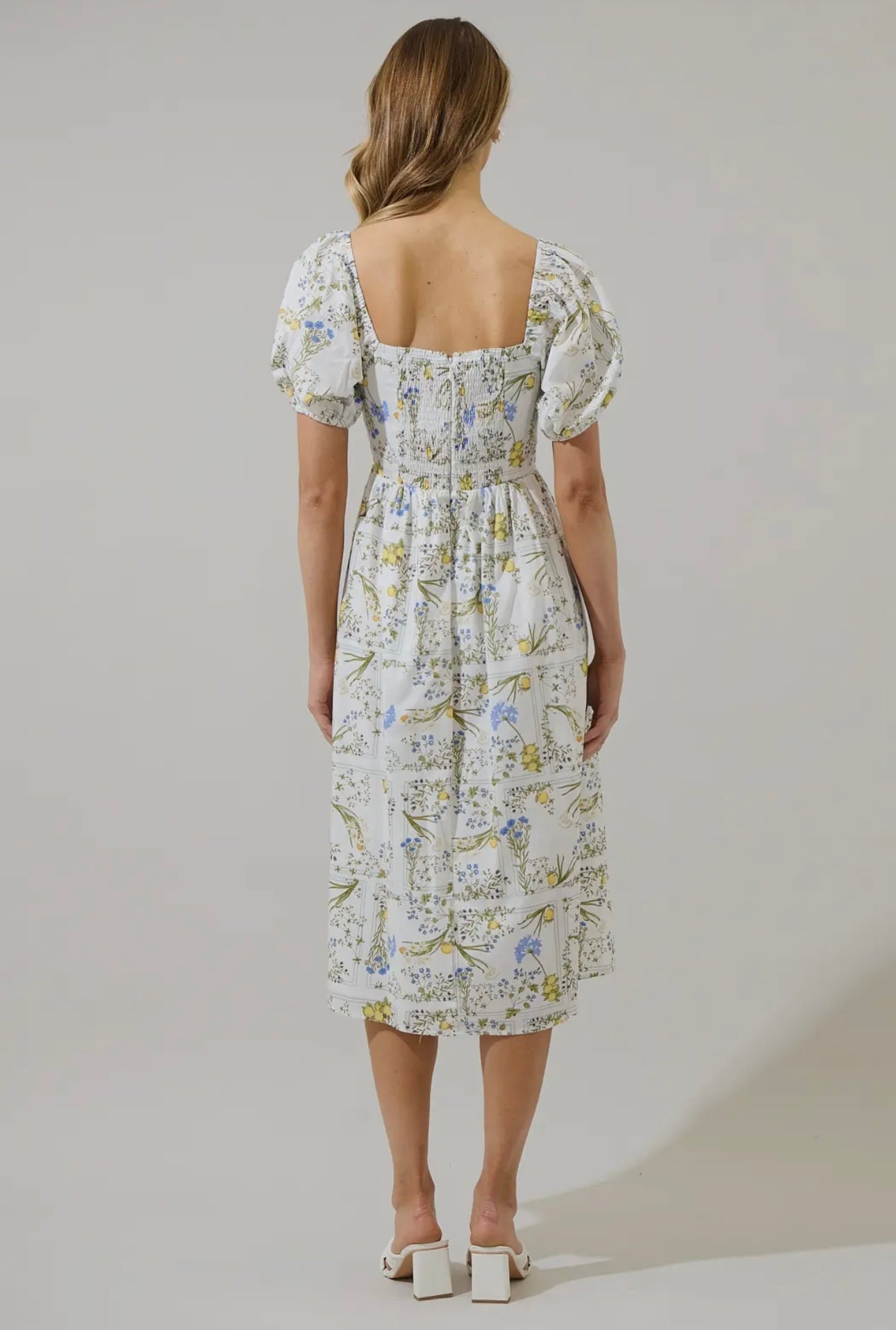 Cecily Floral Puff Sleeve Midi Dress