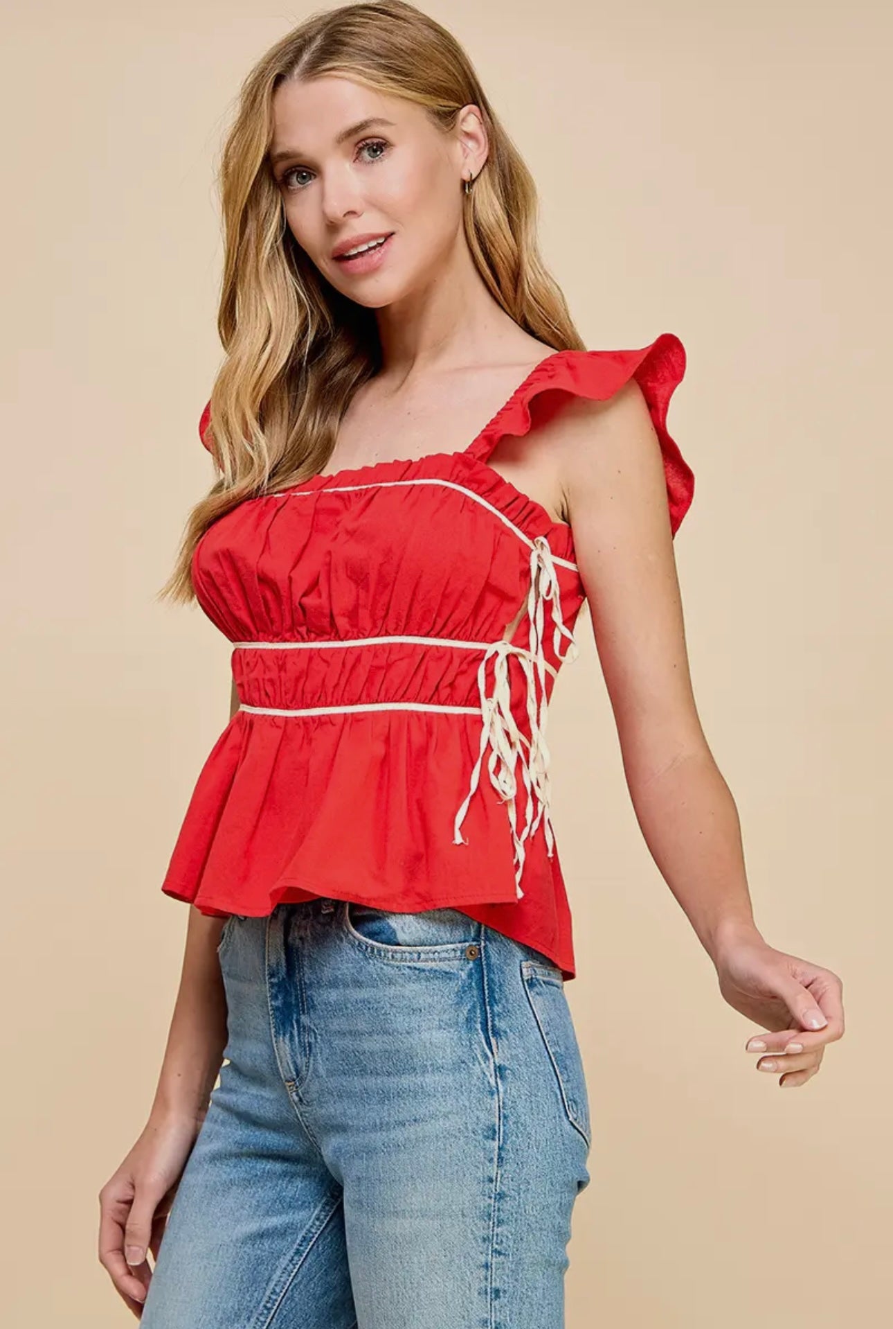 Kamryn Ruched Ruffle Top