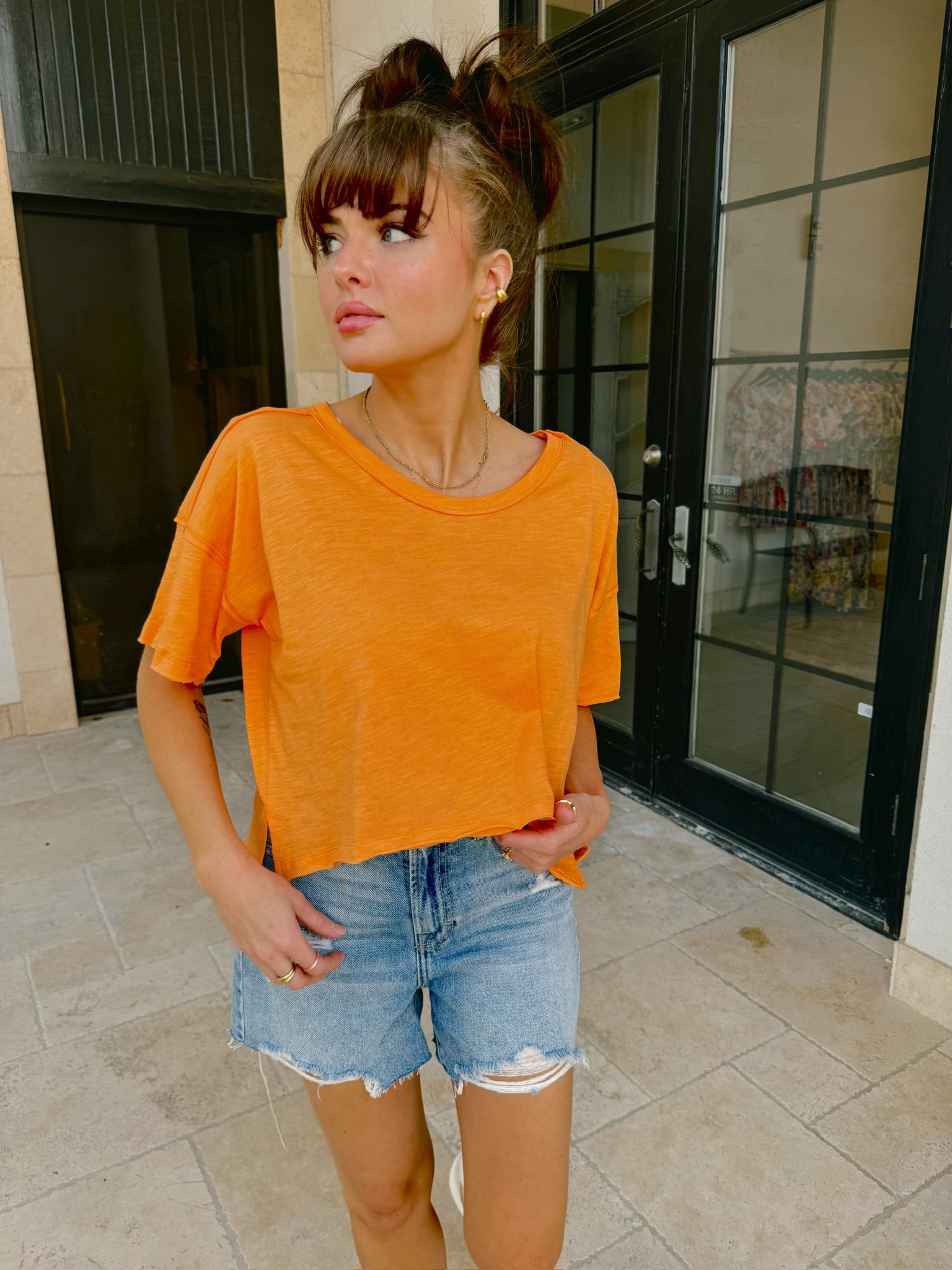 Homebound Crop Tee - Orange